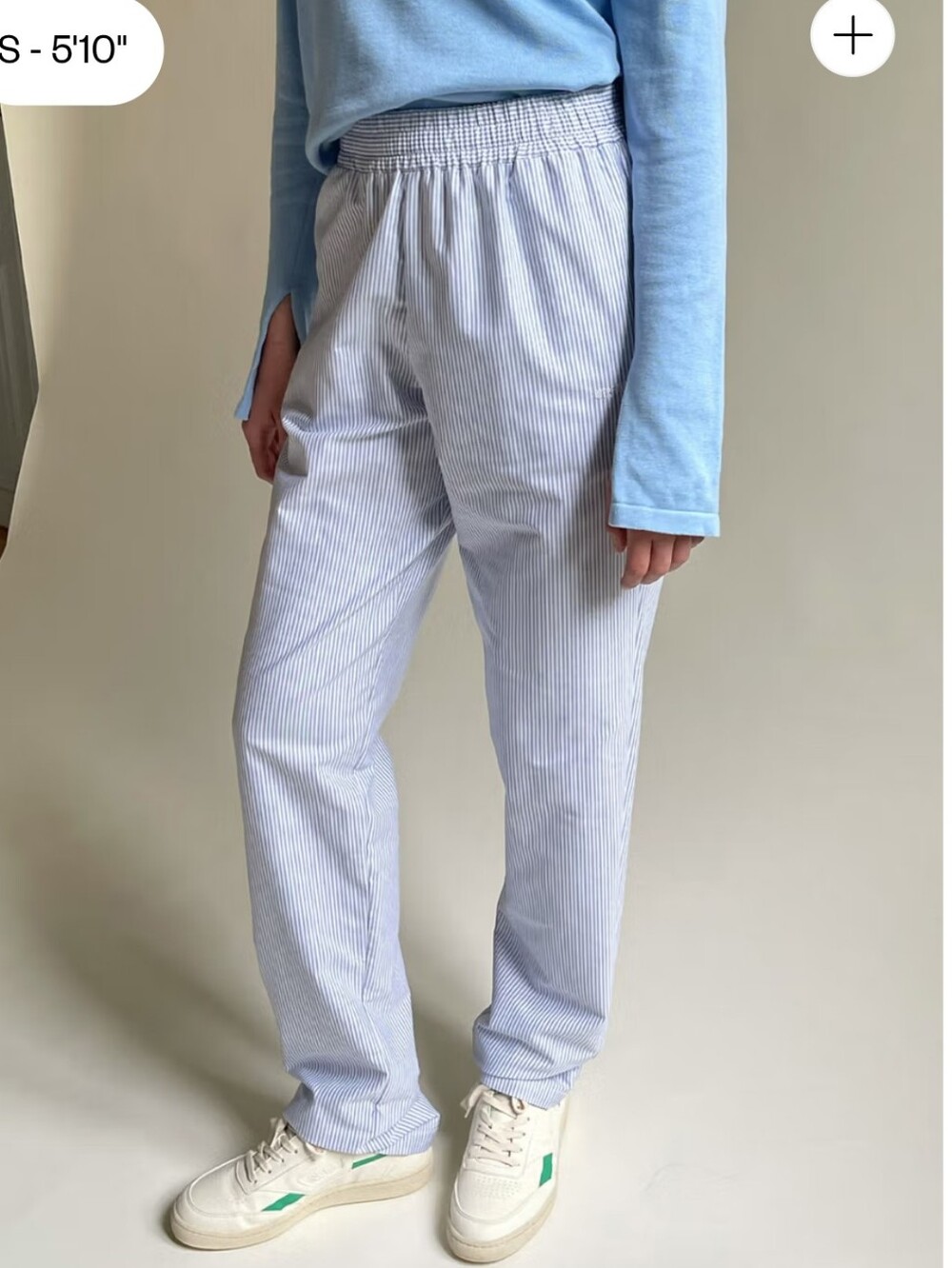DJERF AVENUE Breezy Pants Blue White Stripe Organic Cotton Size Small
